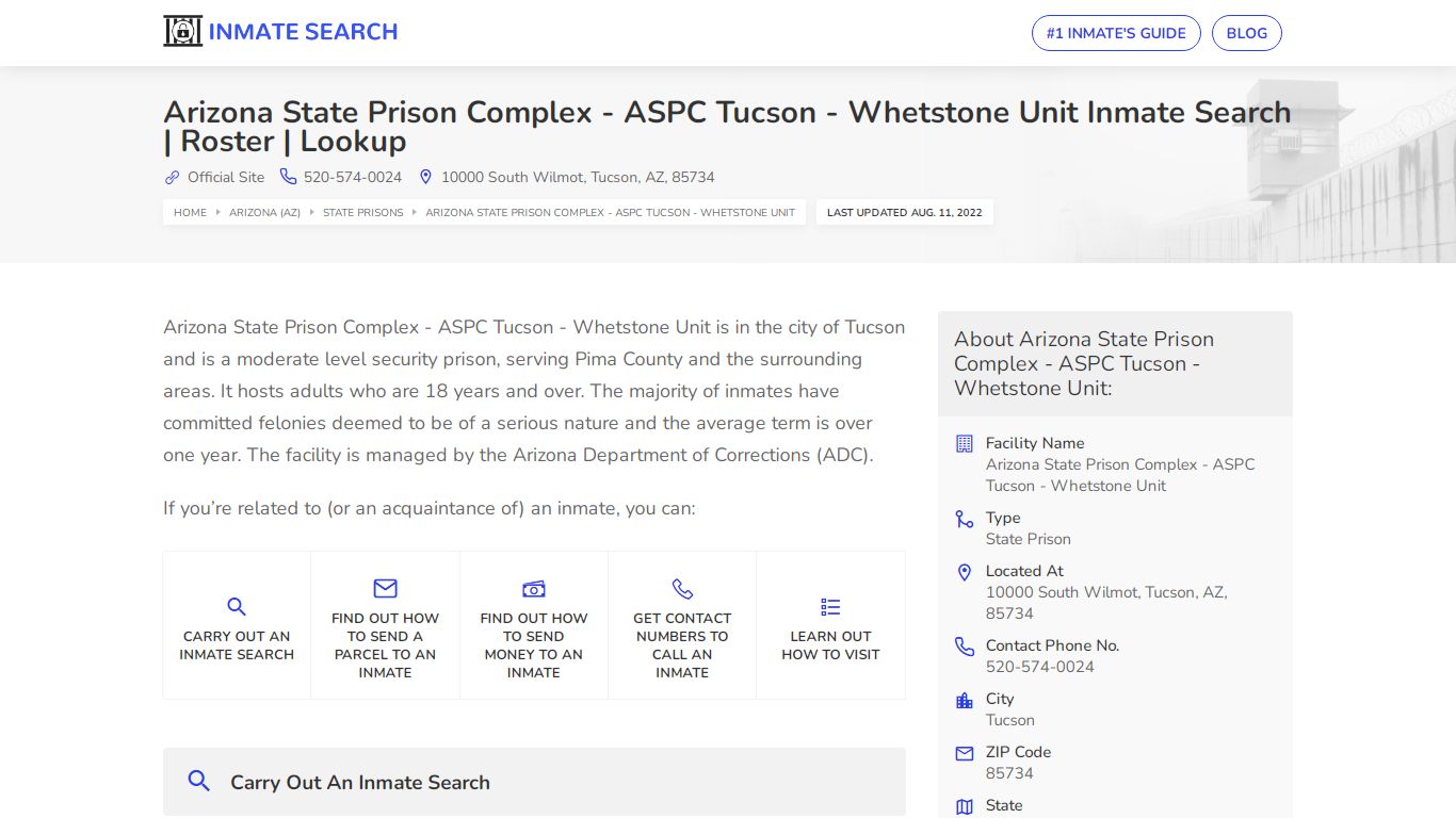 ASPC Tucson - Inmate Search